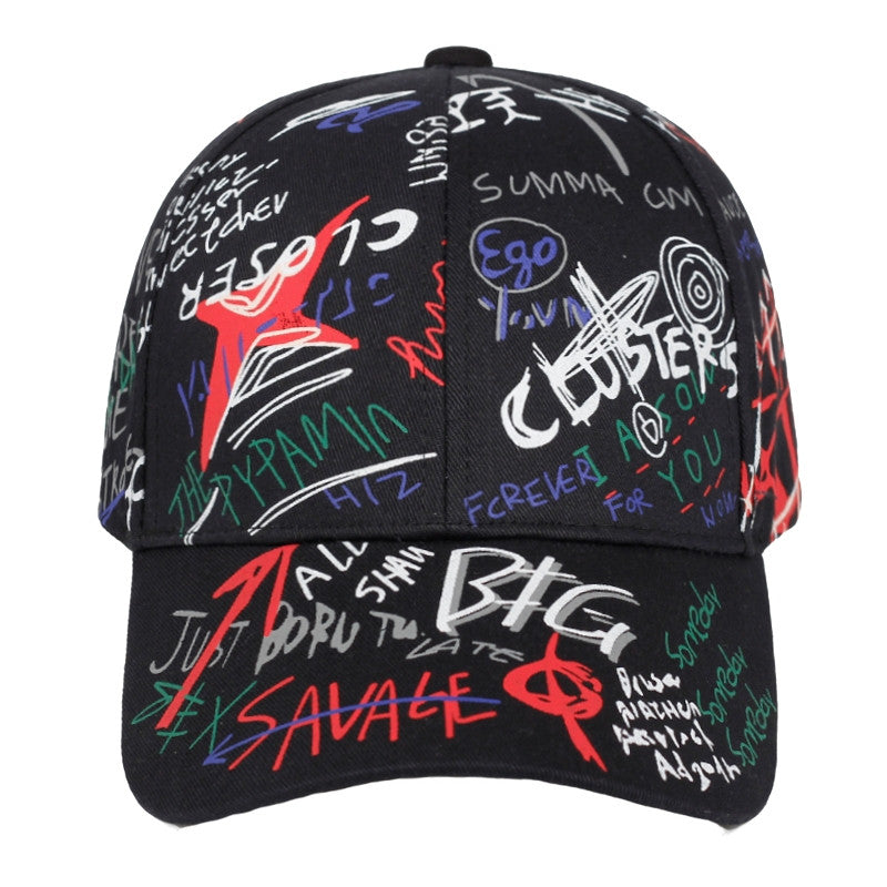 New Fashion graffiti printing cotton Adjustable Outdoor Baseball Cap