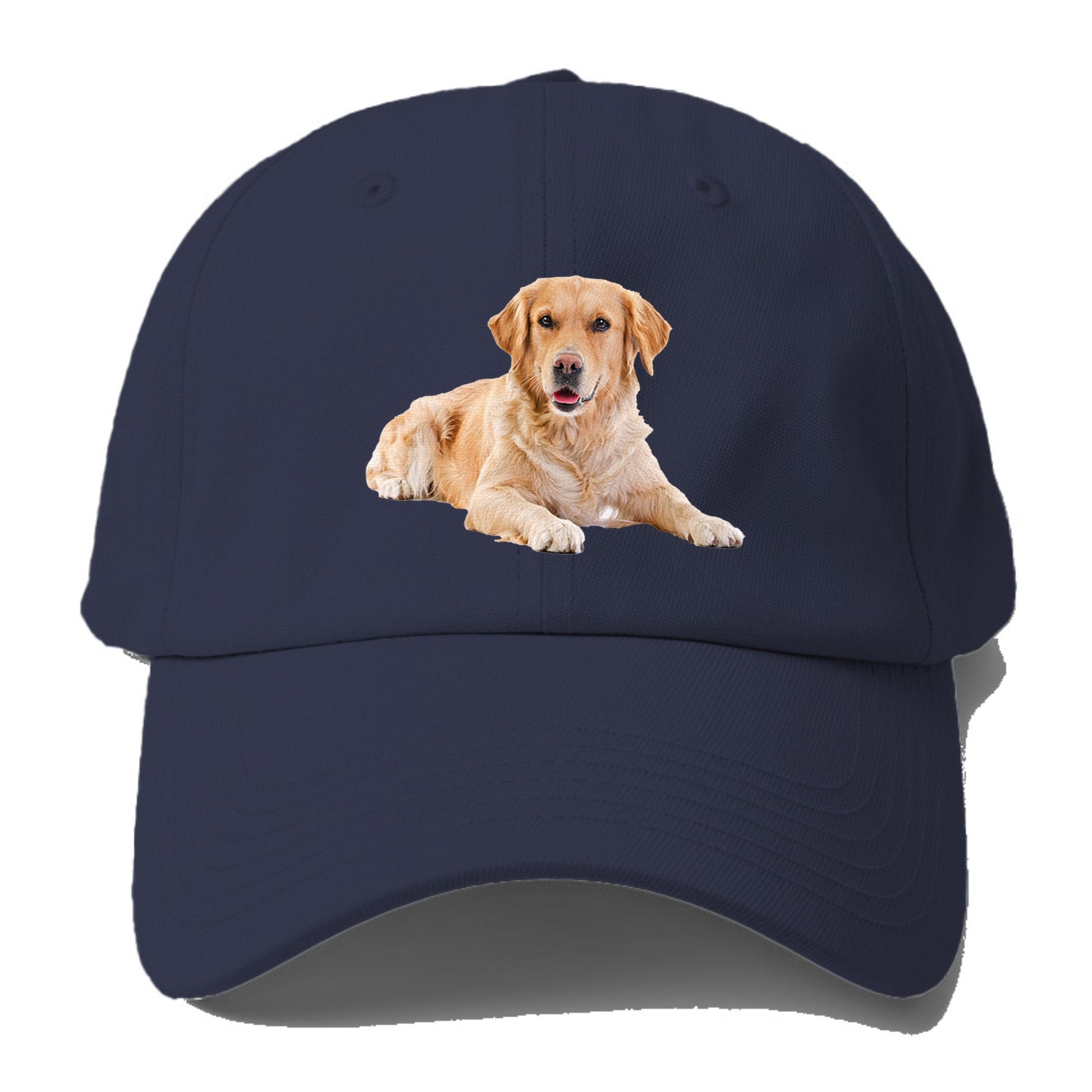 Golden Retriever laying dow Hat