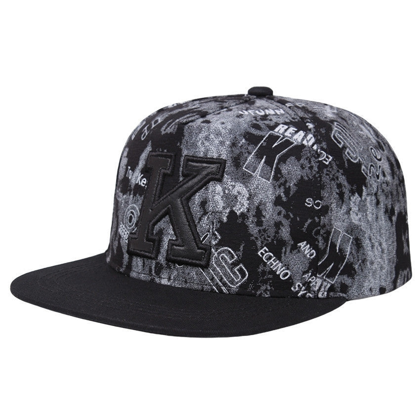 Hip hop snapback K Letter Embroidery Adjustable Baseball Cap For Men and Women